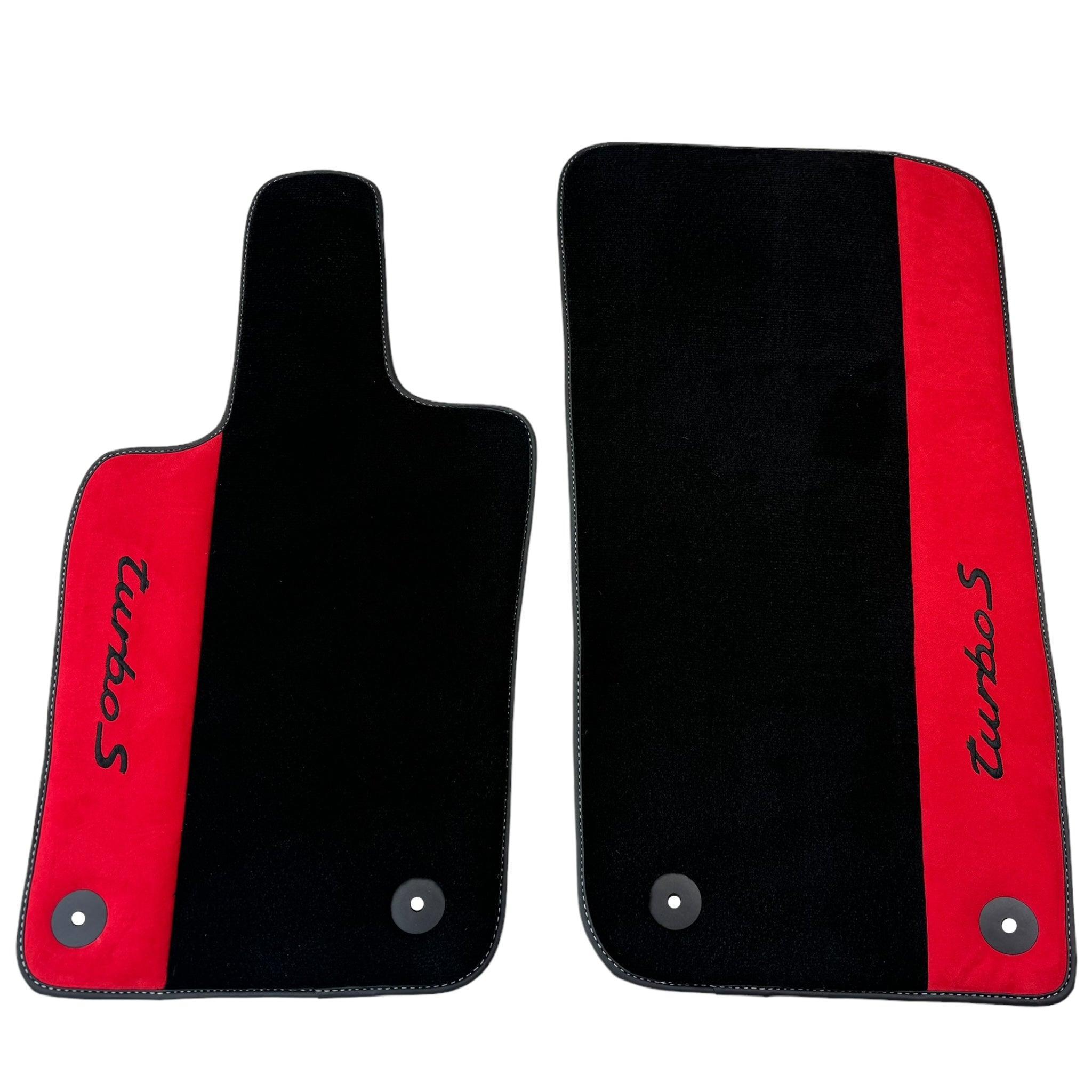 Black Floor Mats for Porsche 996 (1998-2004) with Red Alcantara Leather - AutoWin