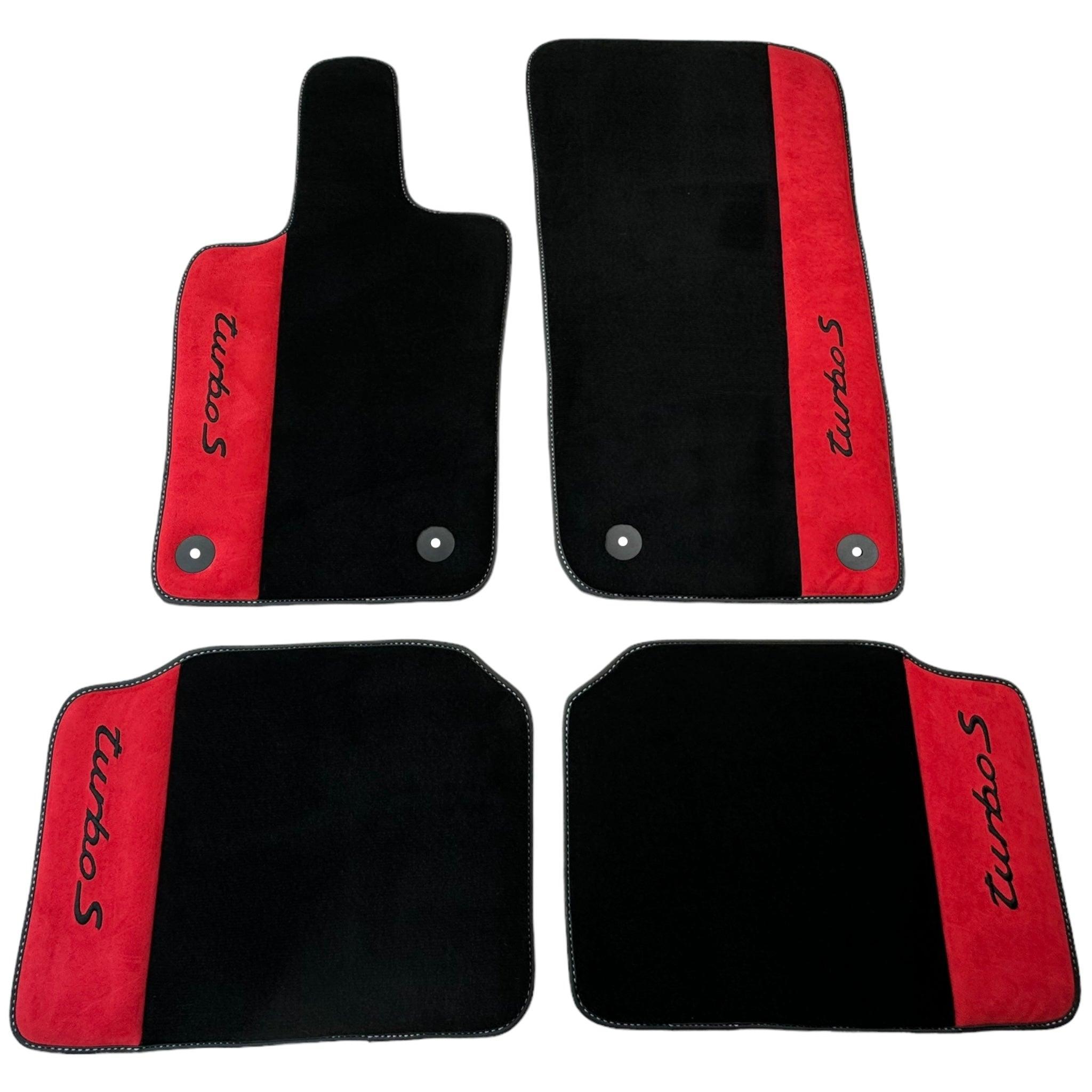 Black Floor Mats for Porsche 996 (1998-2004) with Red Alcantara Leather - AutoWin