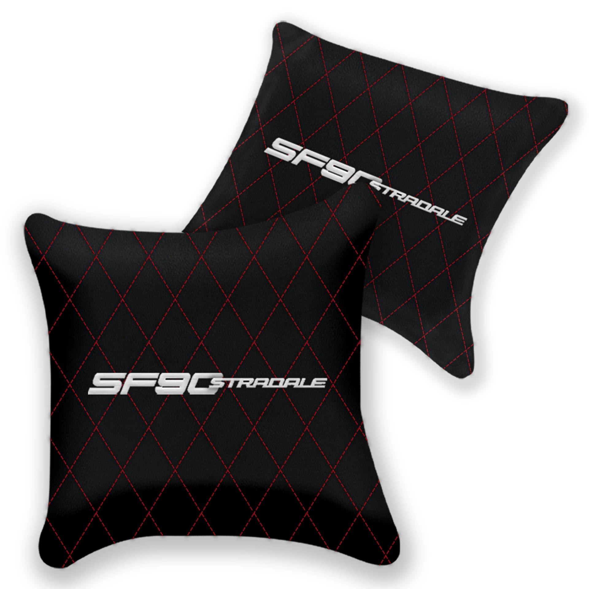 Customizable Black Leather Ferrari SF90 Stradale Pillows - Set of 2