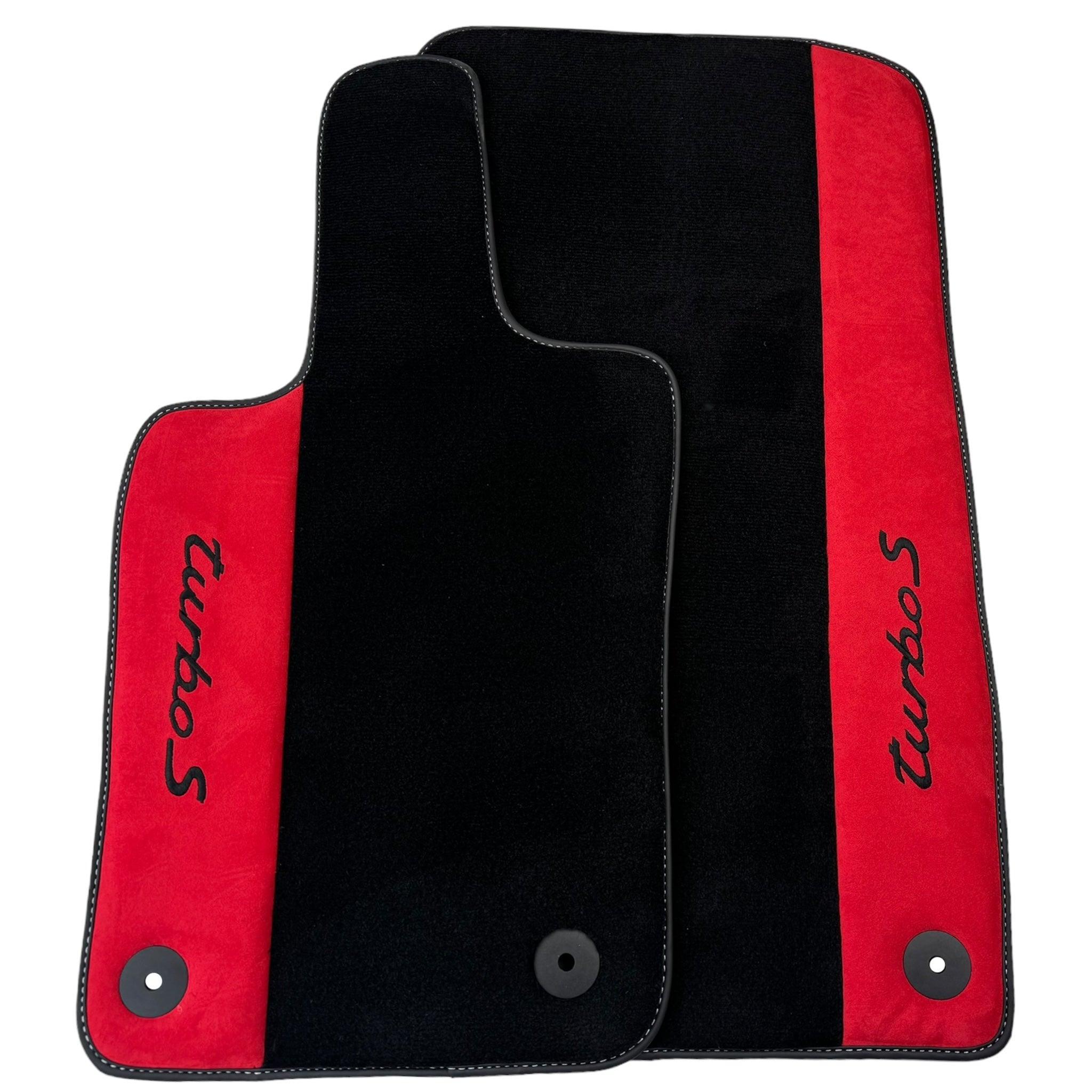 Black Floor Mats for Porsche 996 (1998-2004) with Red Alcantara Leather - AutoWin