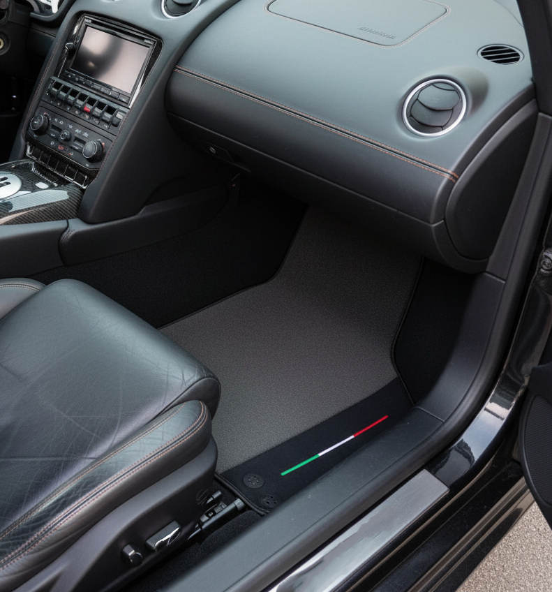 Mats de Carro Cinzentos Personalizados para Lamborghini Gallardo com Couro Alcantara