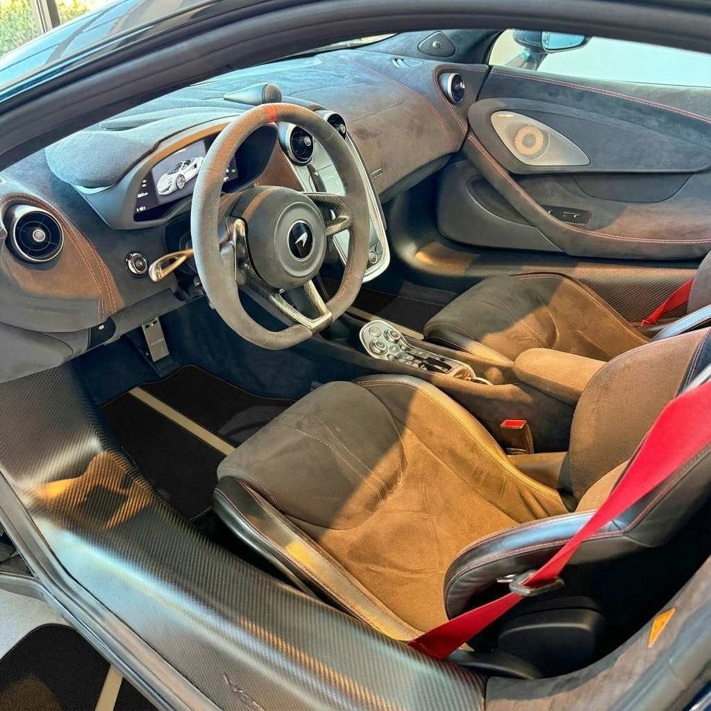 Customizable Floor Mats From Carpet With Leather for McLaren 600LT (2018-2020) - AutoWin
