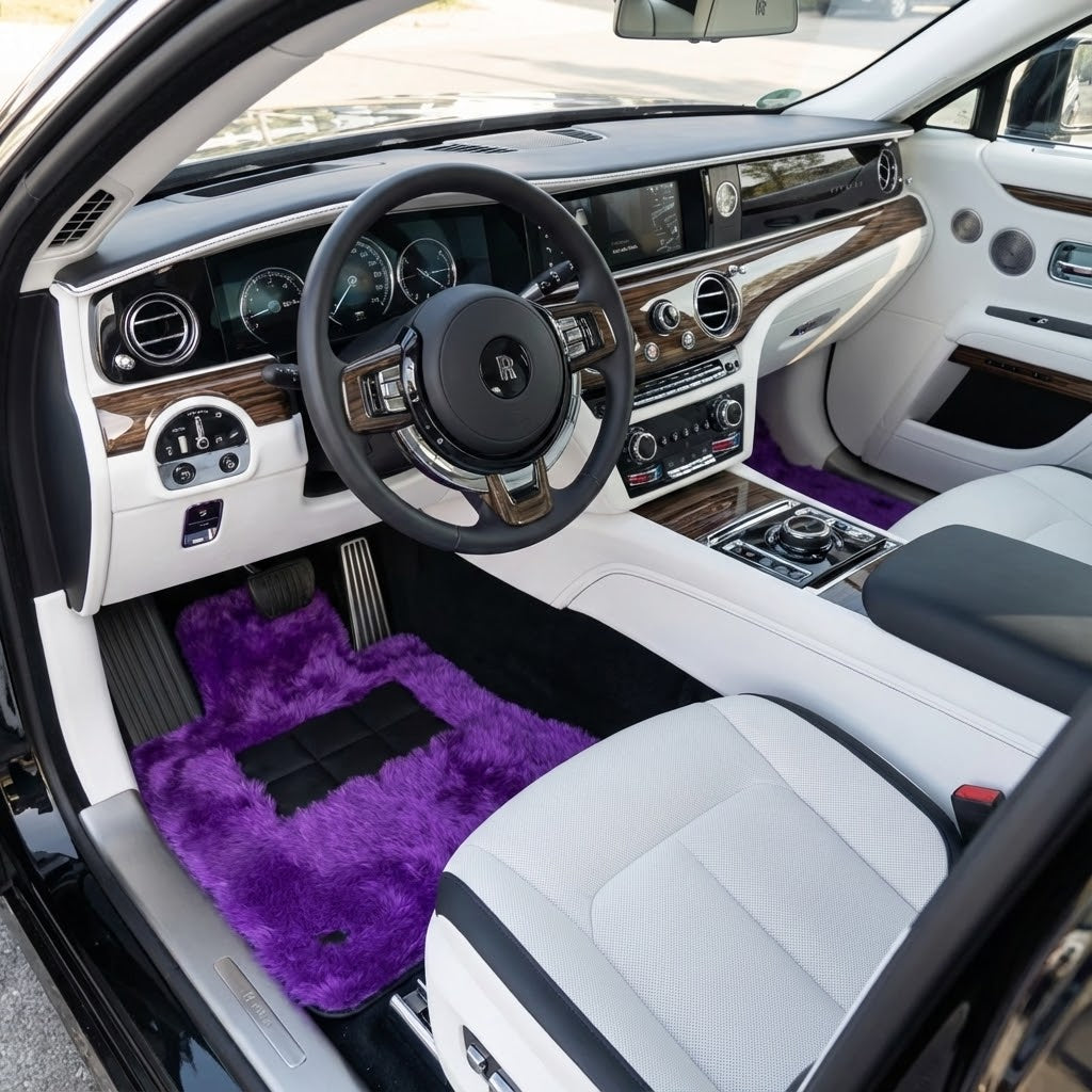 Custom Black Leather Floor Mats for Rolls-Royce Spectre (2023-2024) - ER56 Design