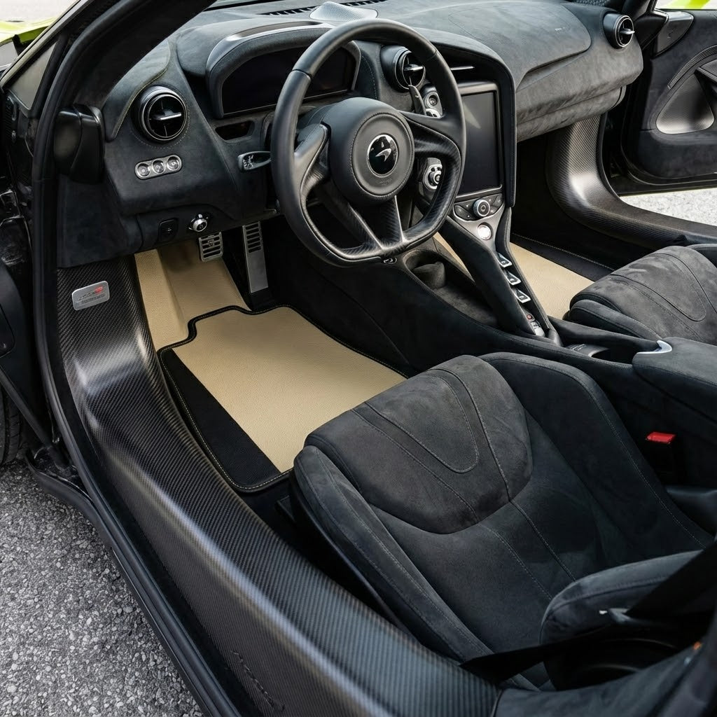 Customizable Leather Floor Mats with Divario Pattern for McLaren 750S (2023-2025) - AutoWin