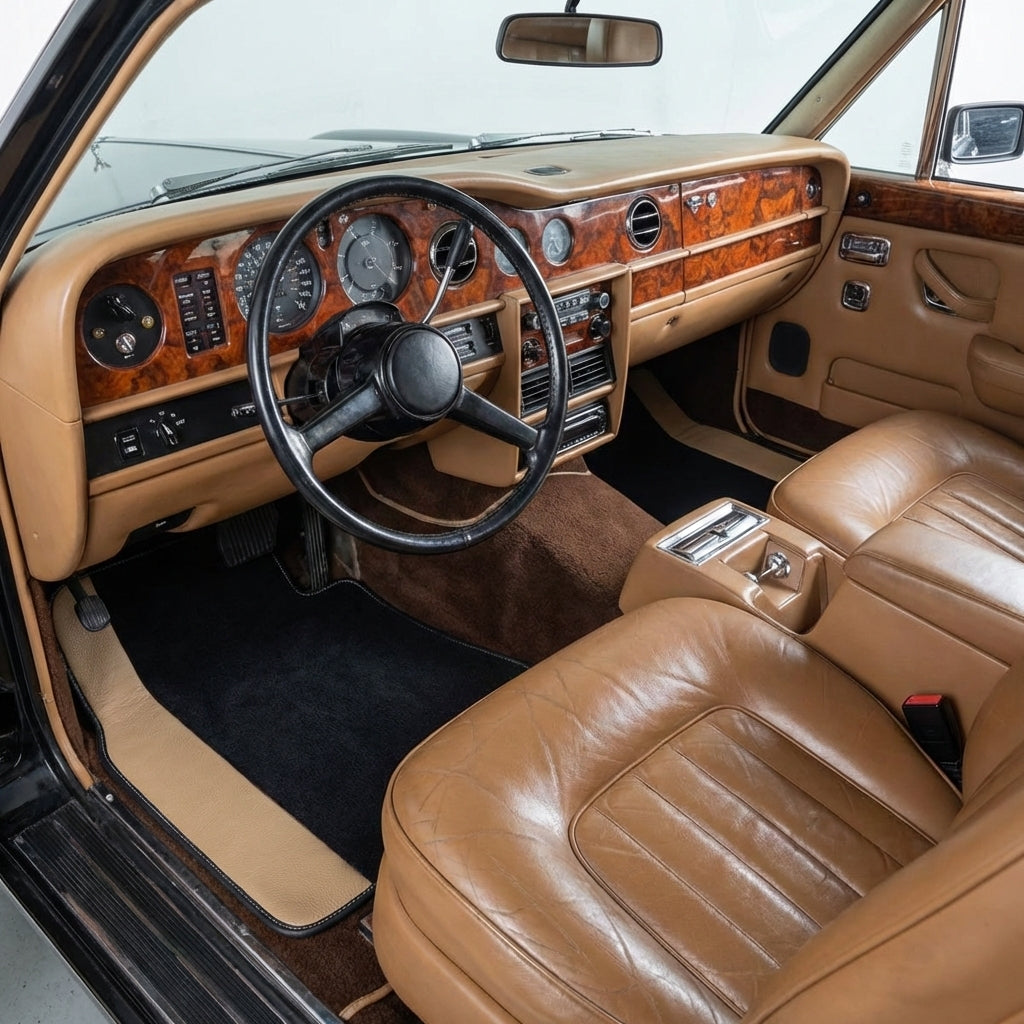 Mats de carro personalizadas para Rolls Royce Wraith (2013–2023) com couro bege