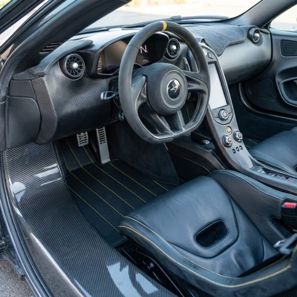 Customizable Leather Floor Mats with Single Diamond Pattern for McLaren P1 (2013-2015) - AutoWin