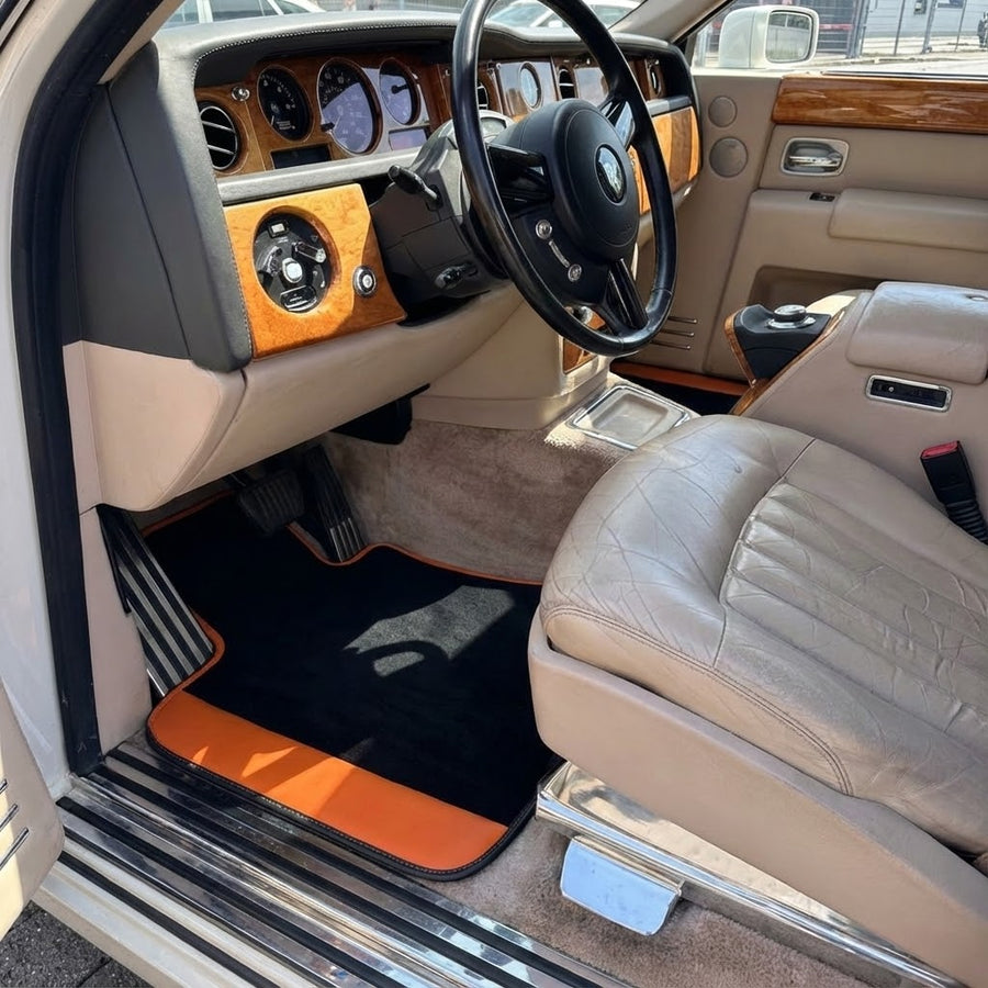 Tapetes Feitos à Medida para Rolls Royce Phantom Drophead Coupe com Couro Laranja