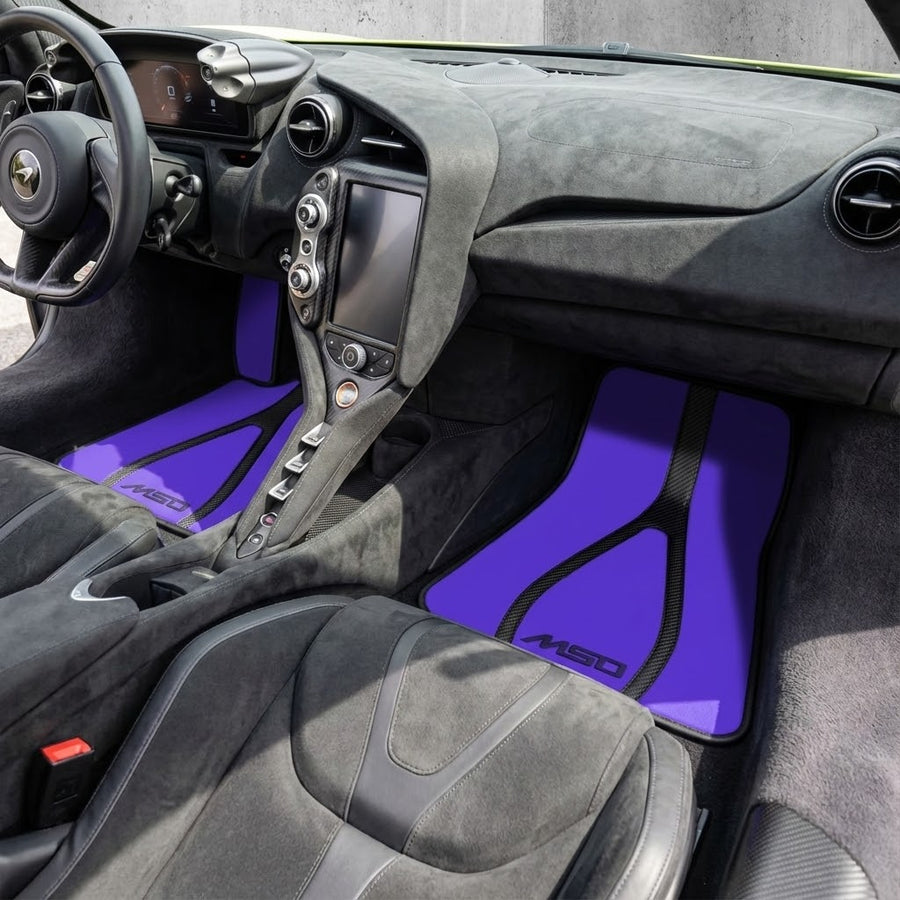 Purple Leather Floor Mats with A1 Pattern for McLaren 750S (2023-2026)