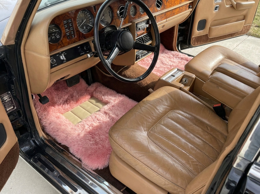 Tapetes de Pele de Ovelha Rosa para Rolls Royce Wraith 2013–2023 Er56 Design