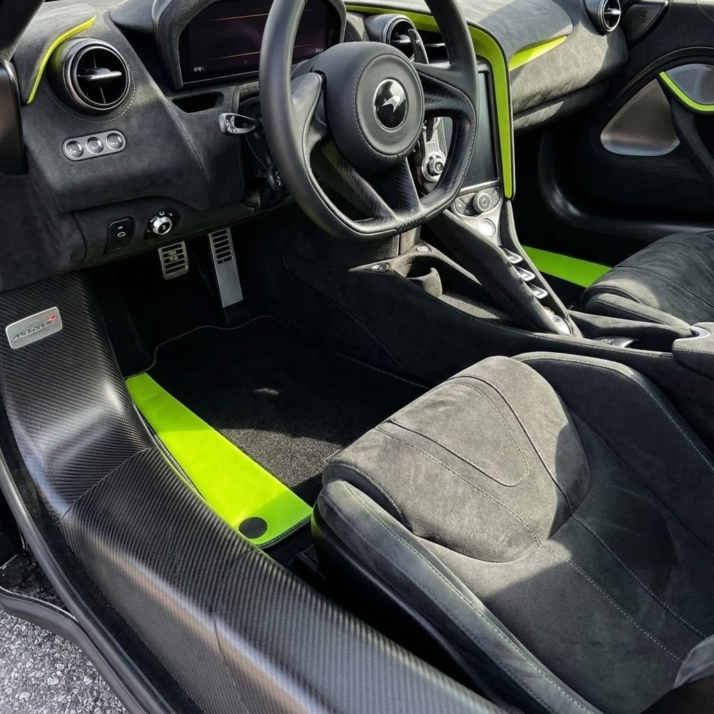 Customizable Leather Floor Mats with Divario Pattern for McLaren 750S (2023-2025) - AutoWin