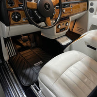 Black Leather Floor Mats for Rolls Royce Phantom Sedan (2003-2016) ER56 Design