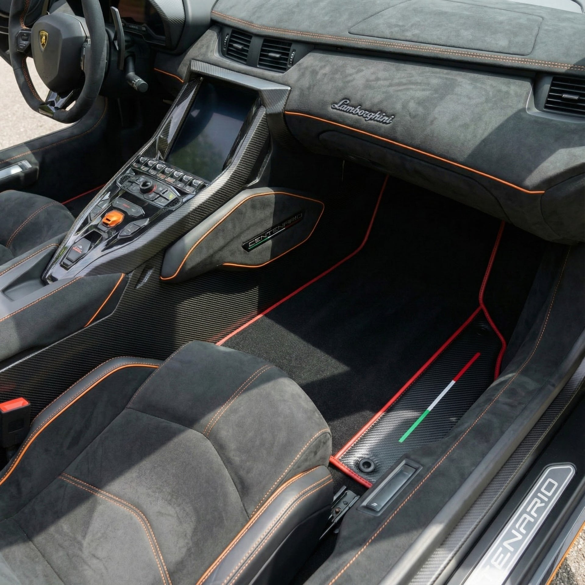 Customizable Leather Floor Mats with Line Pattern for Lamborghini Centenario (2016-2017) - AutoWin