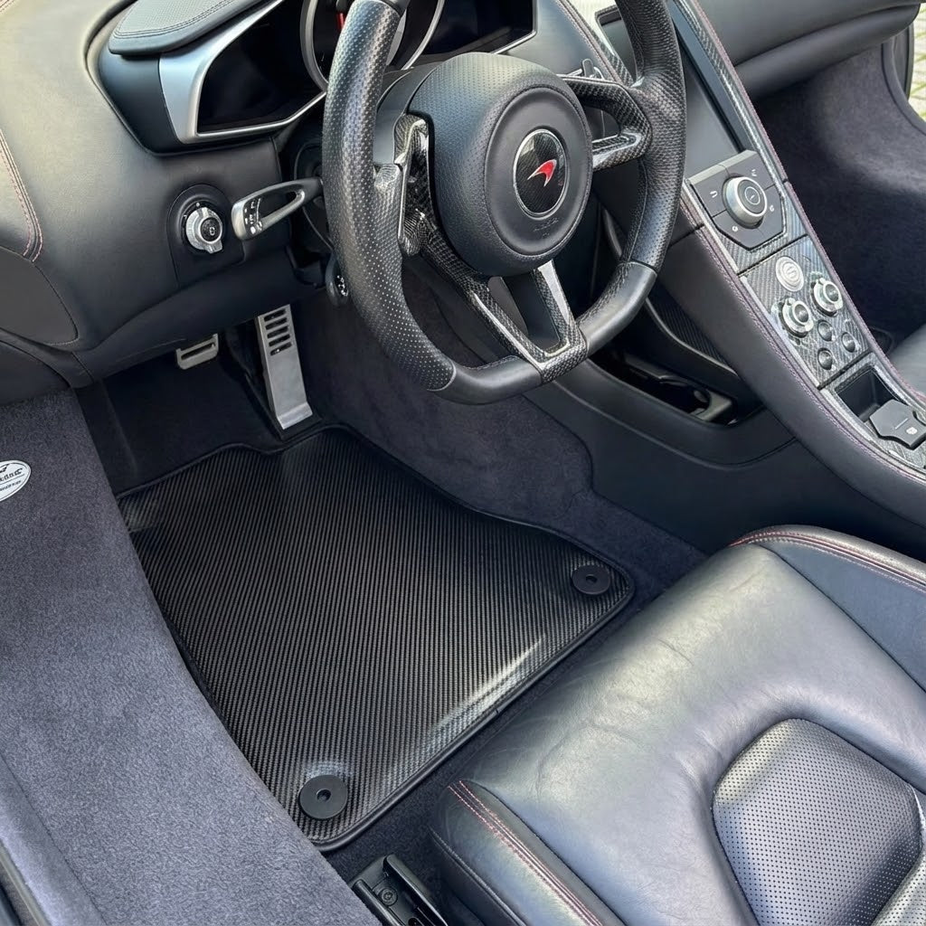 Customizable Leather Floor Mats with Triangle Pattern for McLaren MP4-12C (2011–2014) - AutoWin