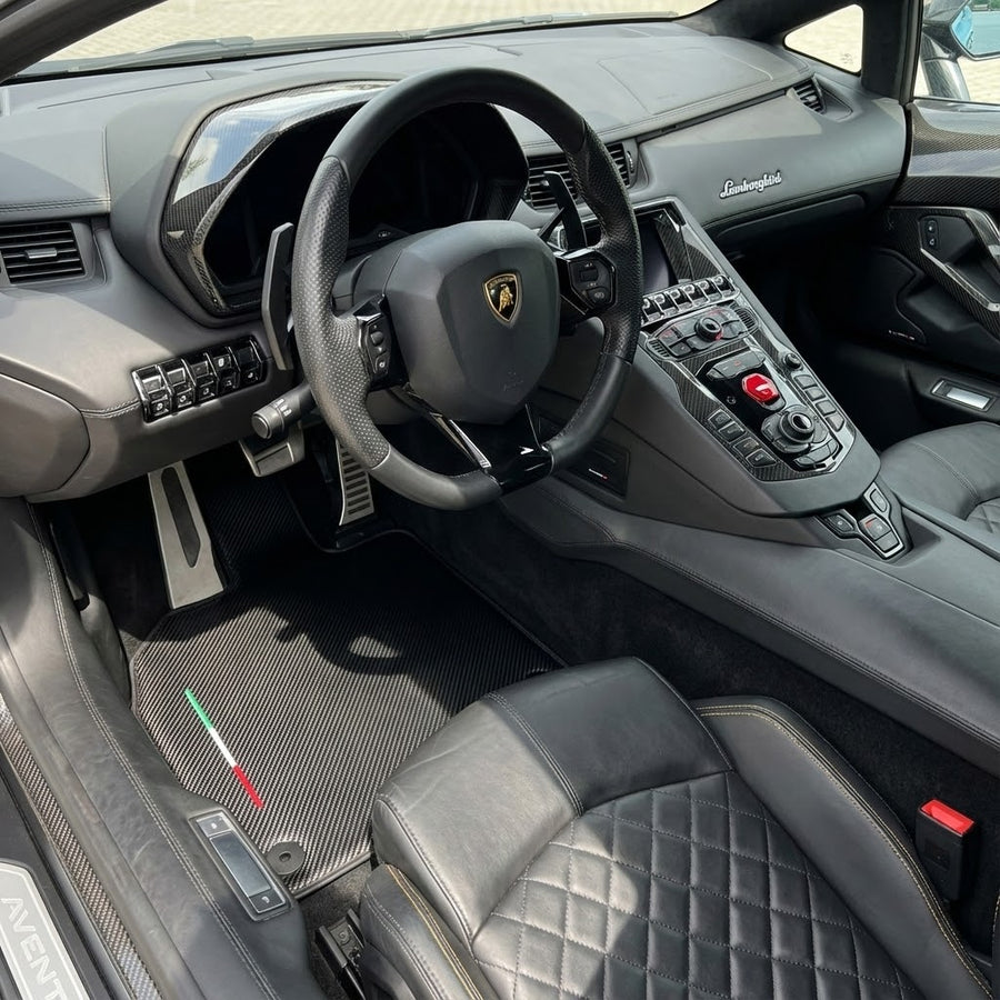 Tapetes para automóvel de fibra de carbono personalizáveis para Lamborghini Aventador