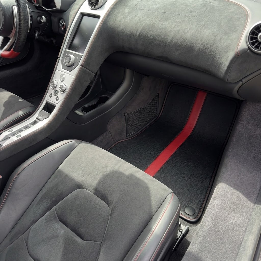 Customizable Leather Floor Mats with Triangle Pattern for McLaren MP4-12C (2011–2014) - AutoWin