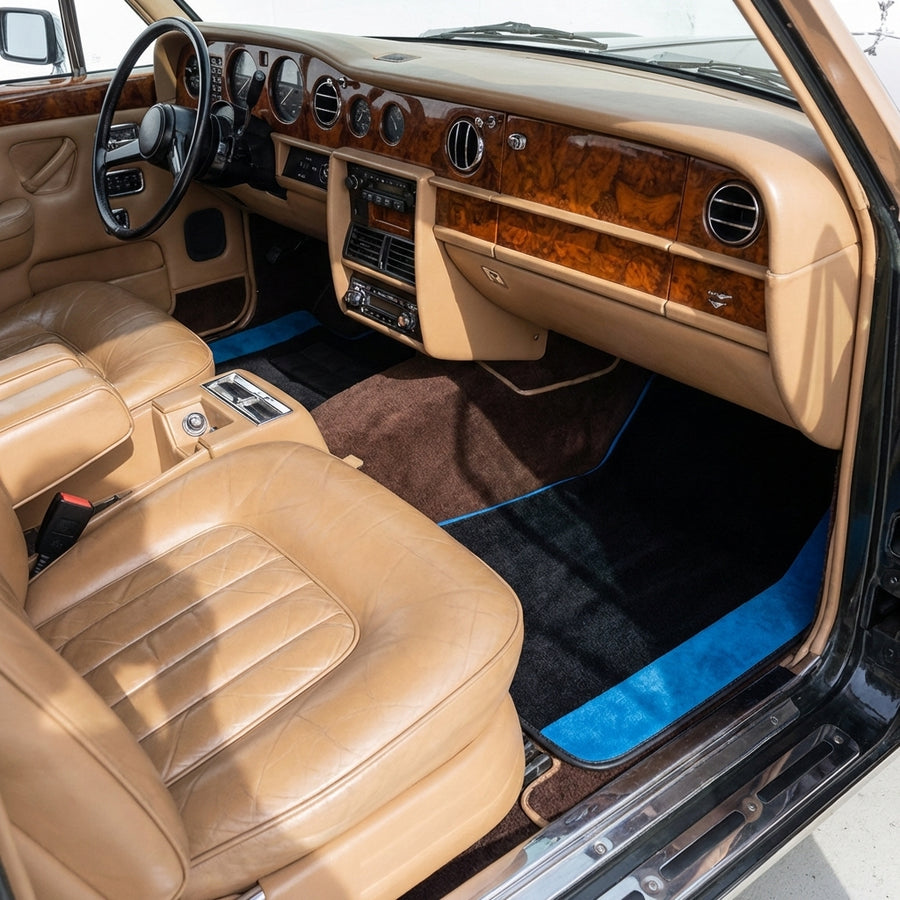 Tapetes de Carro Personalizados para Rolls Royce Wraith (2013–2023) com Alcântara Azul