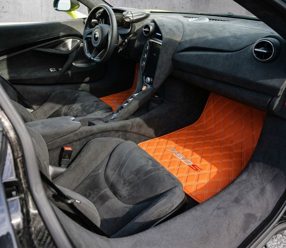 Customizable Leather Floor Mats with Divario Pattern for McLaren 750S (2023-2025) - AutoWin