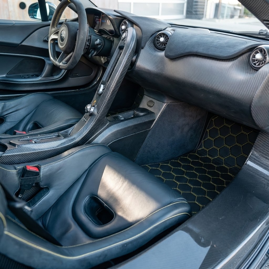 Customizable Leather Floor Mats with Single Diamond Pattern for McLaren P1 (2013-2015) - AutoWin