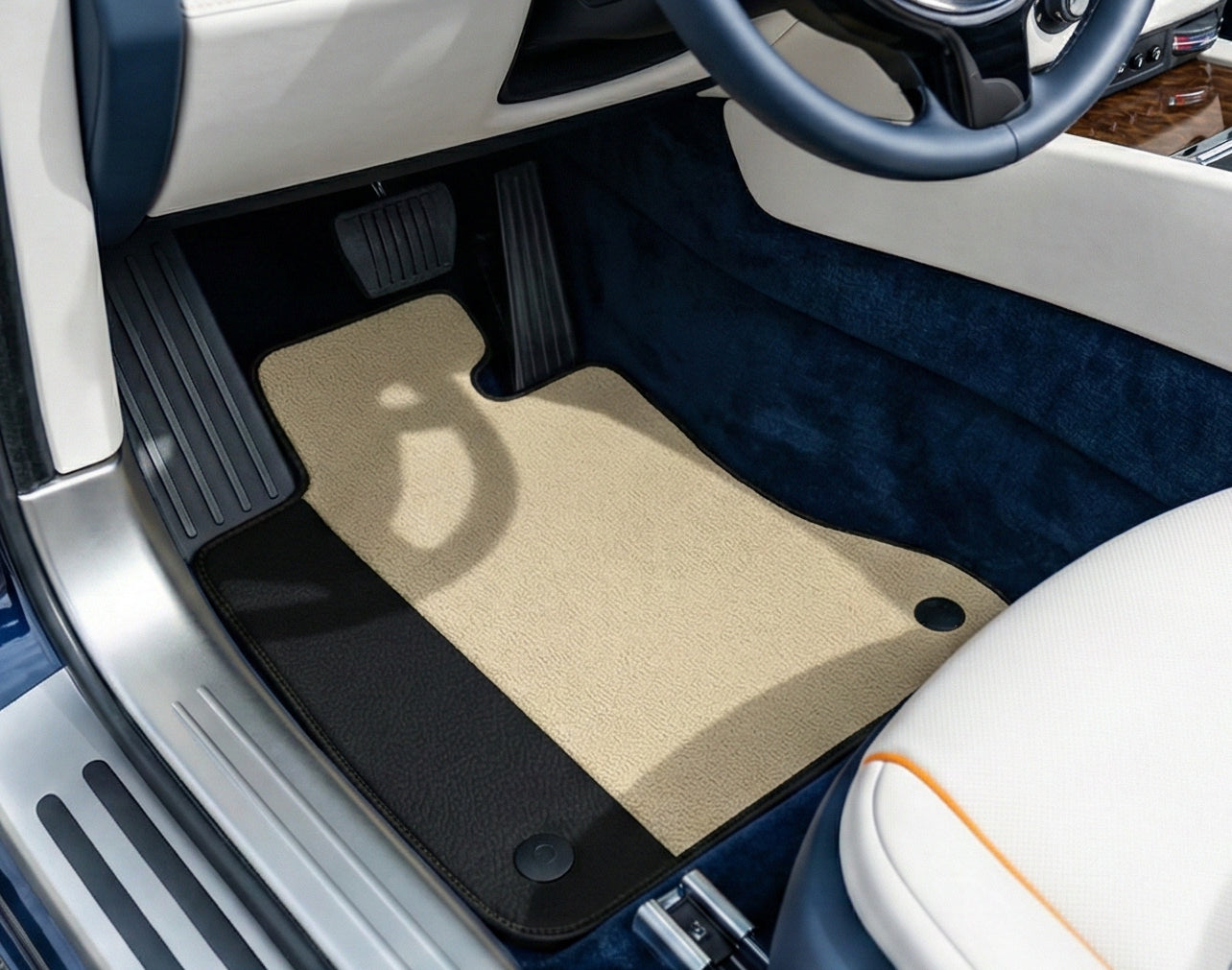 Customizable Leather Floor Mats with Symmetrical Hex Pattern for Rolls Royce Dawn (2016-2023) - AutoWin