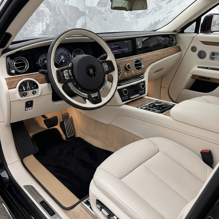 Alcatifas de carro personalizadas para Rolls Royce Spectre (2023-2024) em couro bege