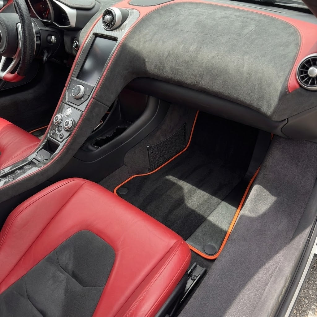 Customizable Leather Floor Mats with Triangle Pattern for McLaren MP4-12C (2011–2014) - AutoWin