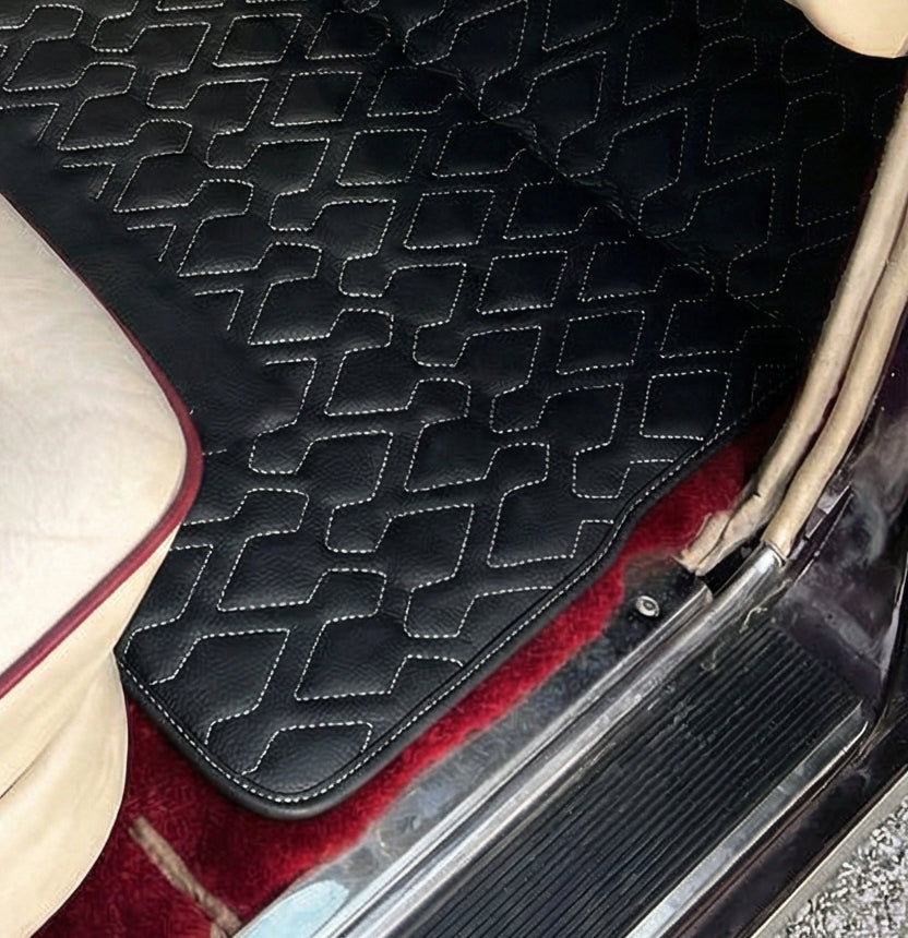 Tapetes de carro em pele negra personalizados para Rolls-Royce Shadow (1965-1977)
