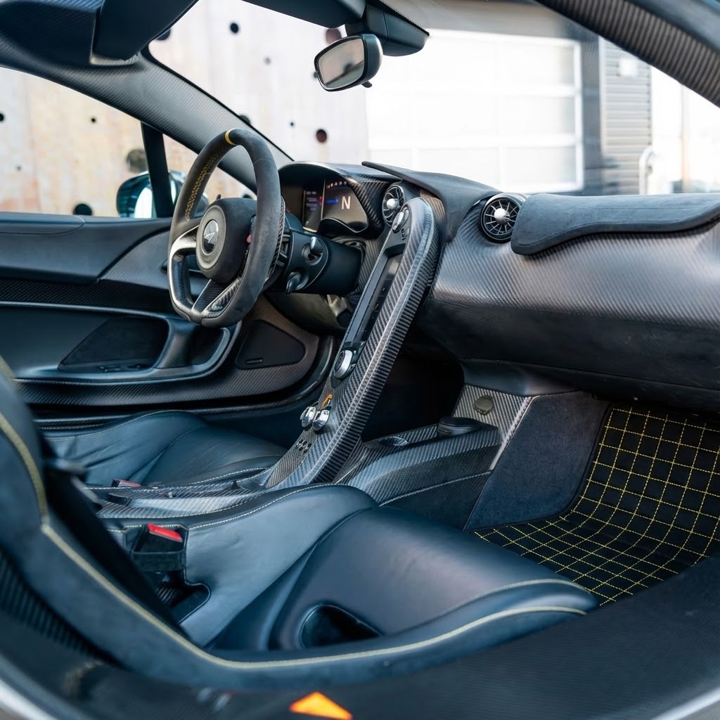 Customizable Leather Floor Mats with Single Diamond Pattern for McLaren P1 (2013-2015) - AutoWin