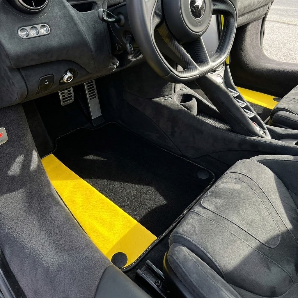 Customizable Leather Floor Mats with Divario Pattern for McLaren 750S (2023-2025) - AutoWin