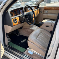 Black Floor Mats for Rolls Royce Phantom Sedan (2003-2016) with Green Leather Borders