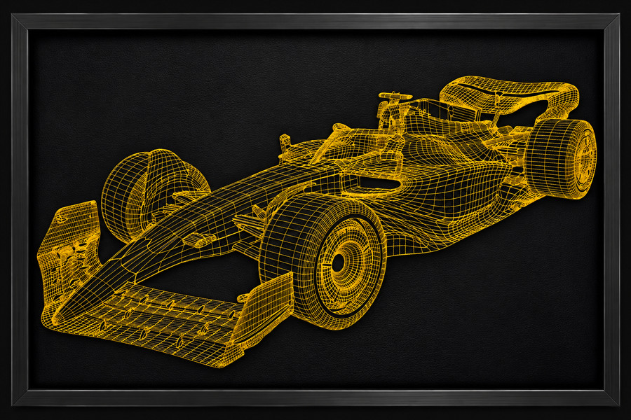 Arte de parede inspirada em carros de corrida de Fórmula 1