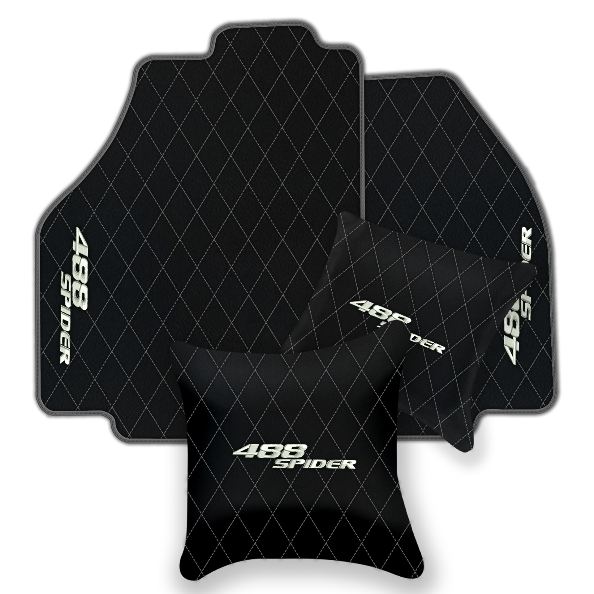 Premium Black Leather Floor Mats for Ferrari 488 Pista Spider