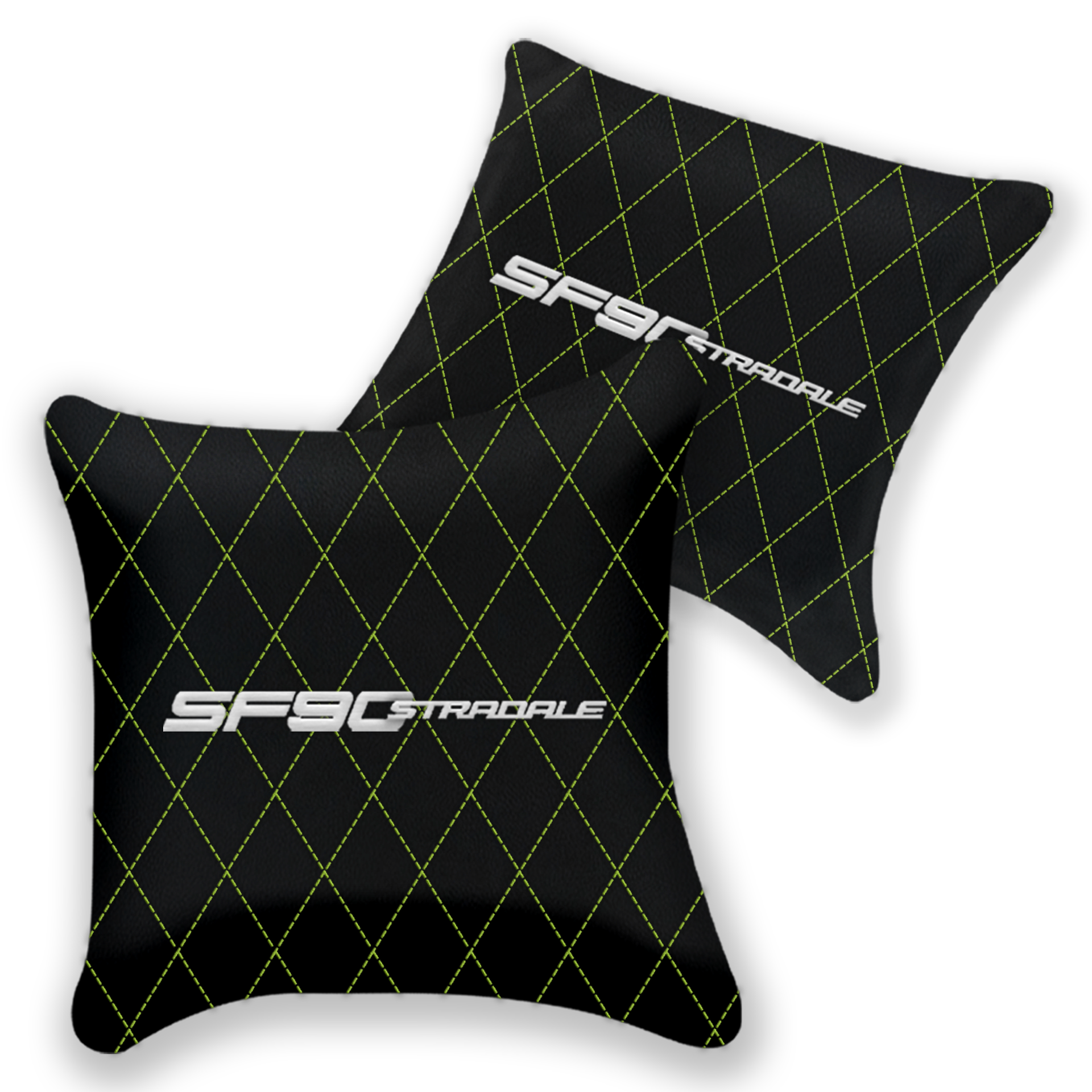 Customizable Black Leather Ferrari SF90 Stradale Pillows - Set of 2