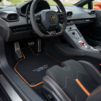 Black Floor Mats for Lamborghini Huracan STO with Orange Trim