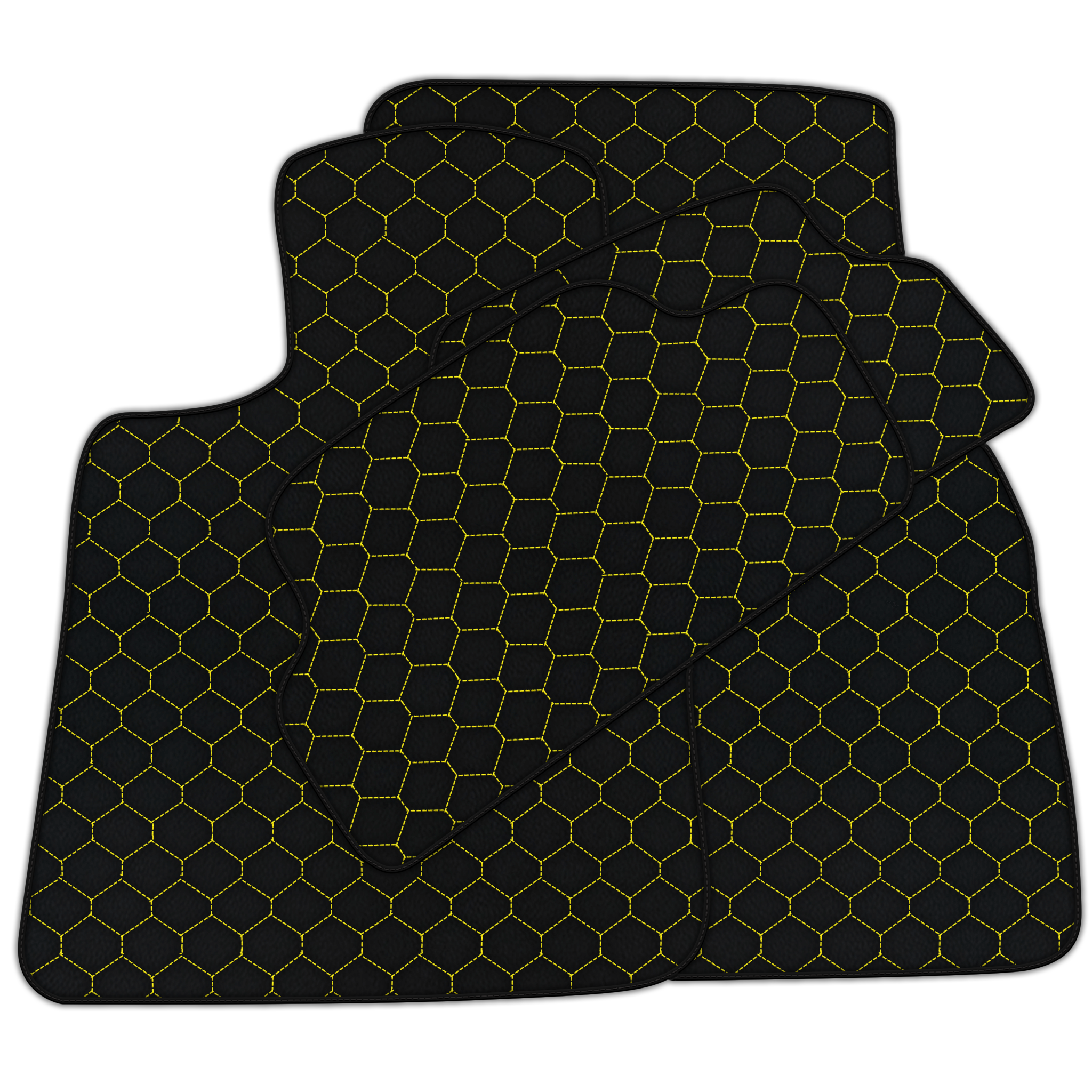 Customizable Leather Floor Mats with Hex Pattern for Mini Cooper / One F56 3-Doors (2014-2023)