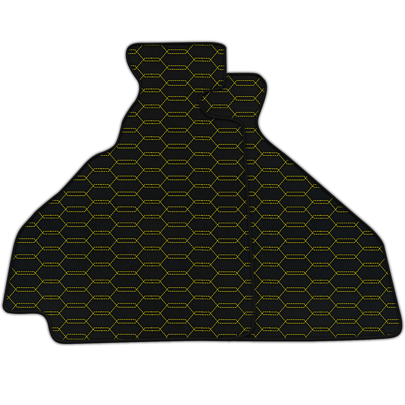 Tapetes de carro em couro personalizáveis com padrão hexagonal entrelaçado para Ferrari 348 TS (1989-1995)