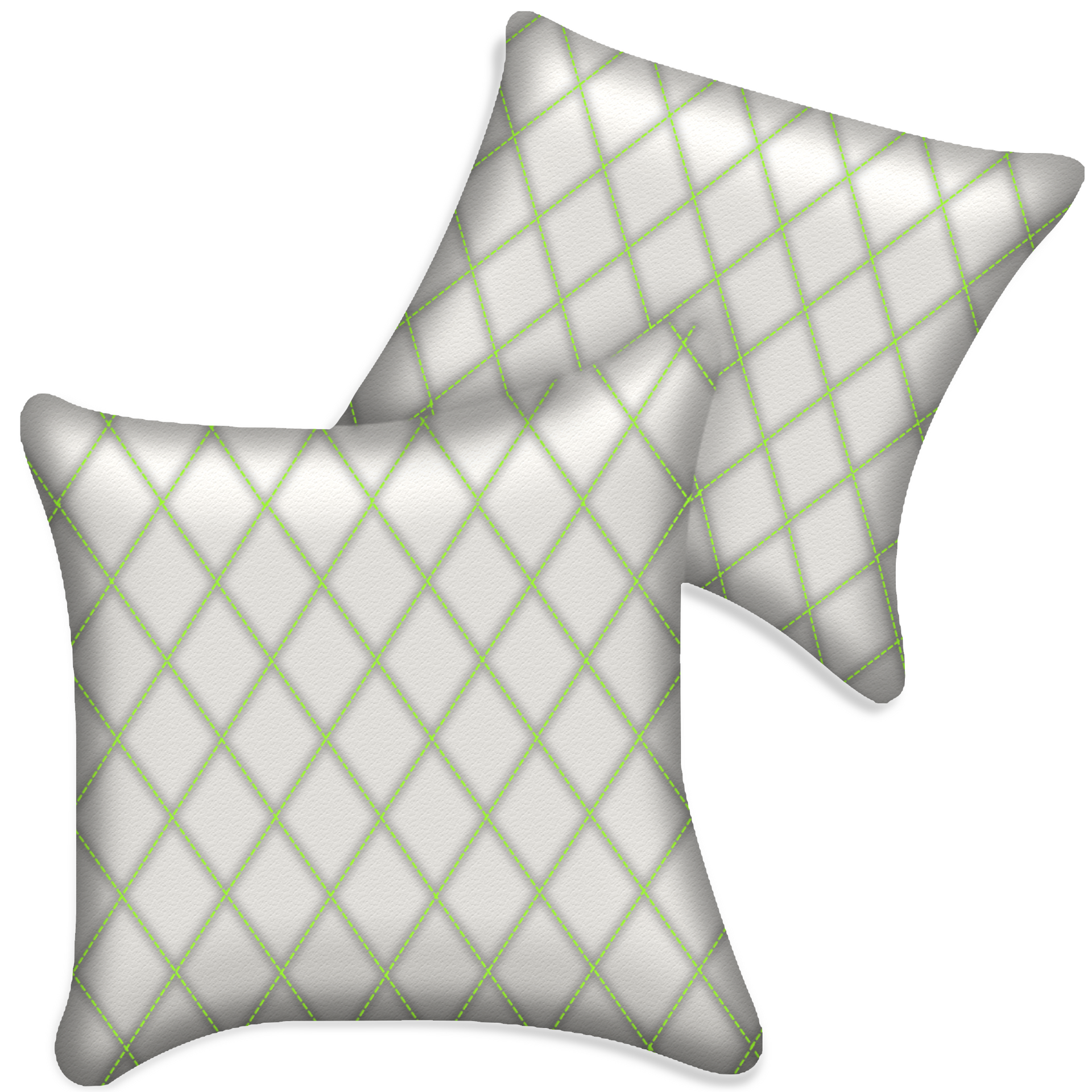 Customizable White Leather Pillows Set of 2 for All Vehicles | Single Diamond Pattern