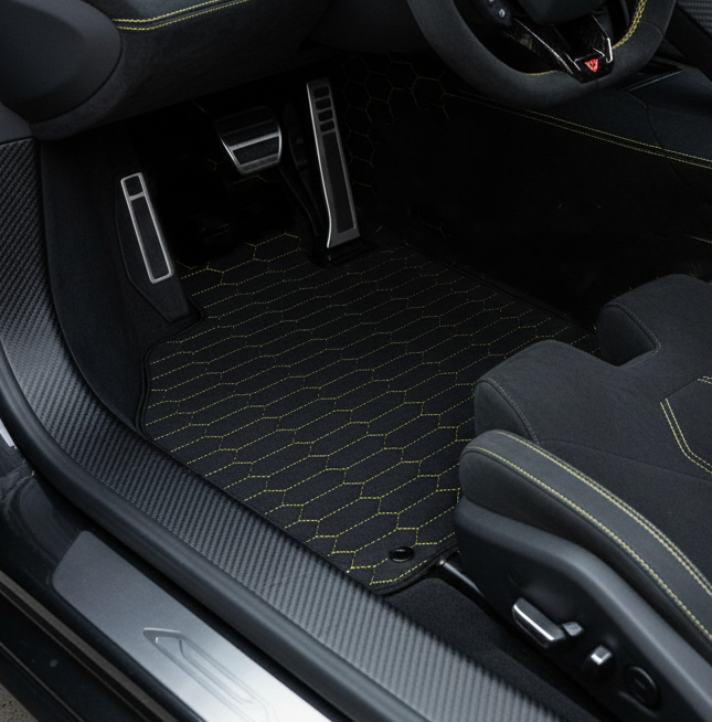 Customizable Leather Floor Mats with Triangle Pattern for Lamborghini Sian (2020-2022) - AutoWin