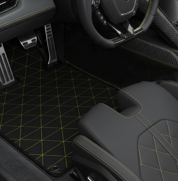 Customizable Leather Floor Mats with Triangle Pattern for Lamborghini Sian (2020-2022) - AutoWin