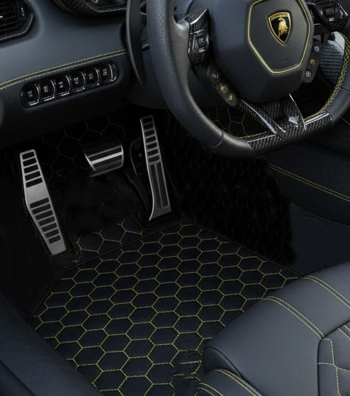 Customizable Leather Floor Mats with Hex Pattern for Lamborghini Sian (2020-2022)