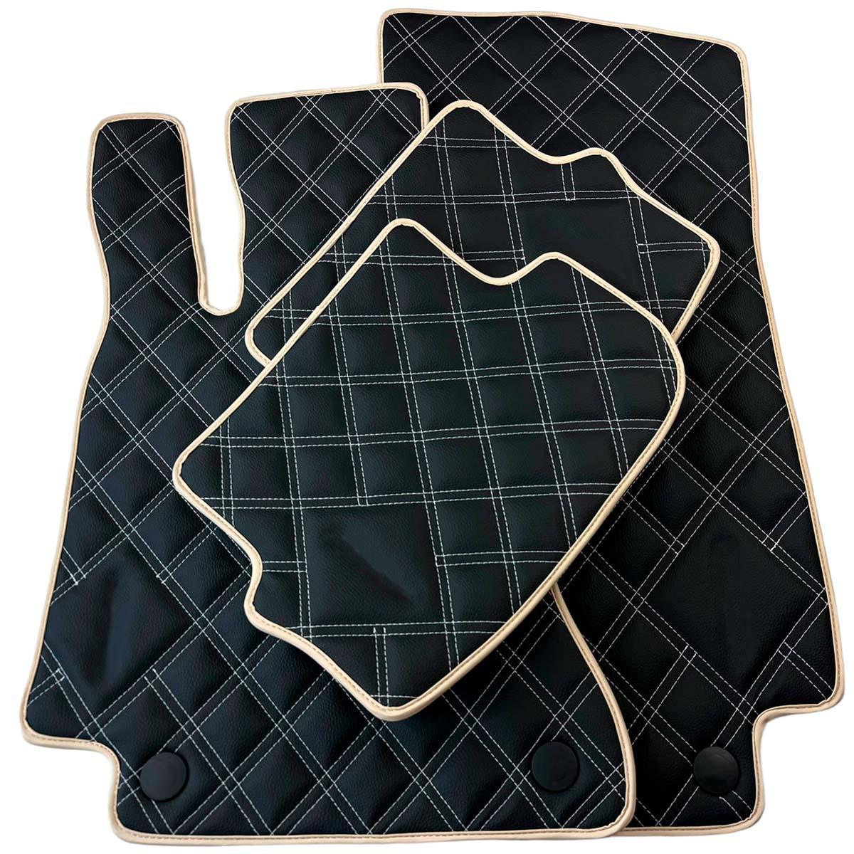 Customizable Black and Beige Trim Floor Mats For Mercedes Benz C-Class C204 Coupe (2011-2015) - AutoWin