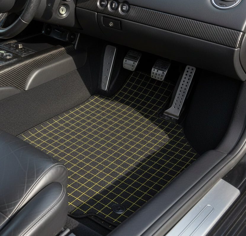 Customizable Leather Floor Mats with Triangle Pattern for Lamborghini Murcielago (2001-2010) - AutoWin