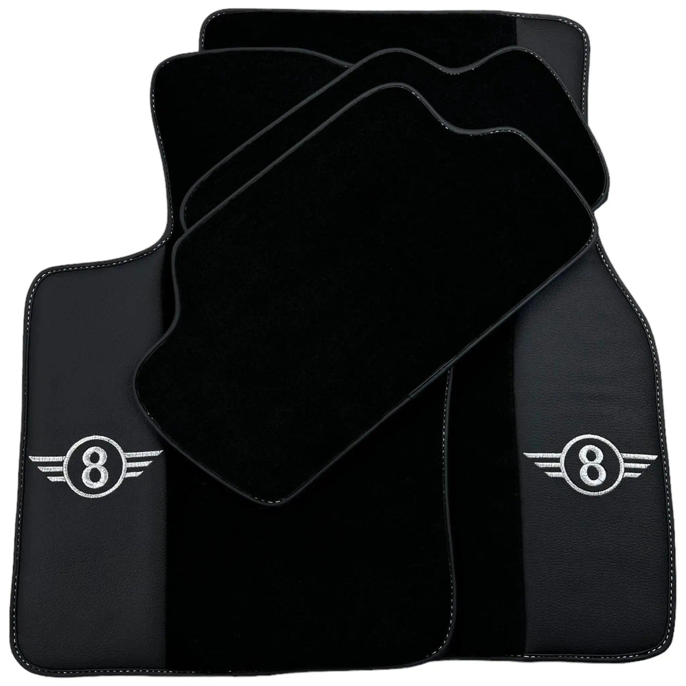 Black Floor Mats for Mini Cooper / One R50 (2001-2007) with Leather - AutoWin