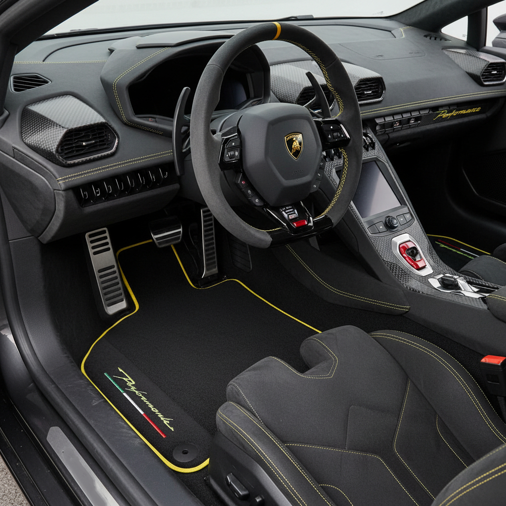 Custom Floor Mats for Lamborghini Huracan Gray Color - AutoWin.EU