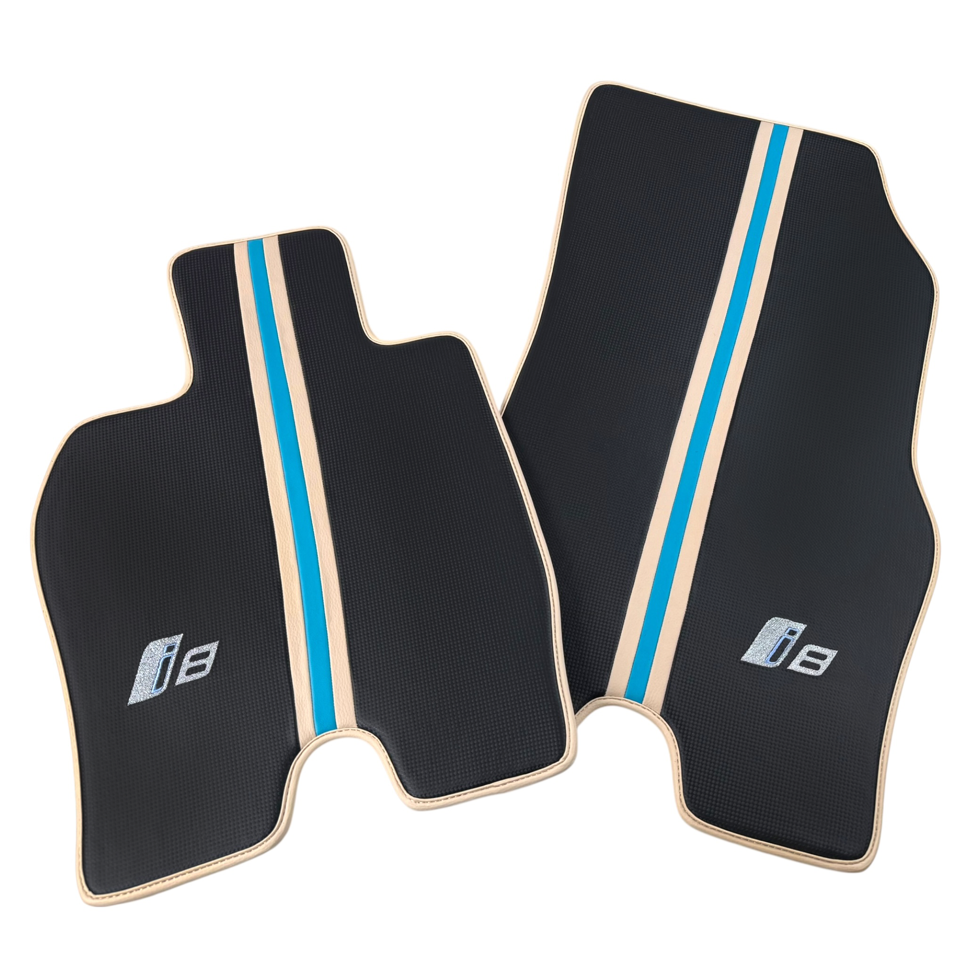 Black Car Floor Mats for BMW i8 Series l12 I15 with Leather by ER56 | Orange Edition - AutoWin