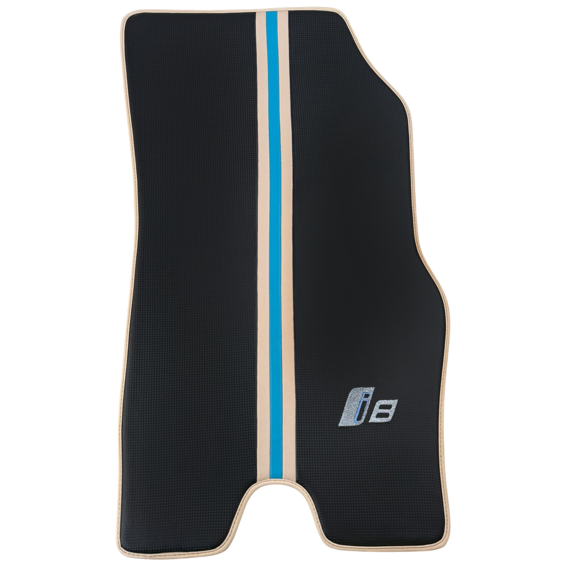 Black Car Floor Mats for BMW i8 Series l12 I15 with Leather by ER56 | Orange Edition - AutoWin