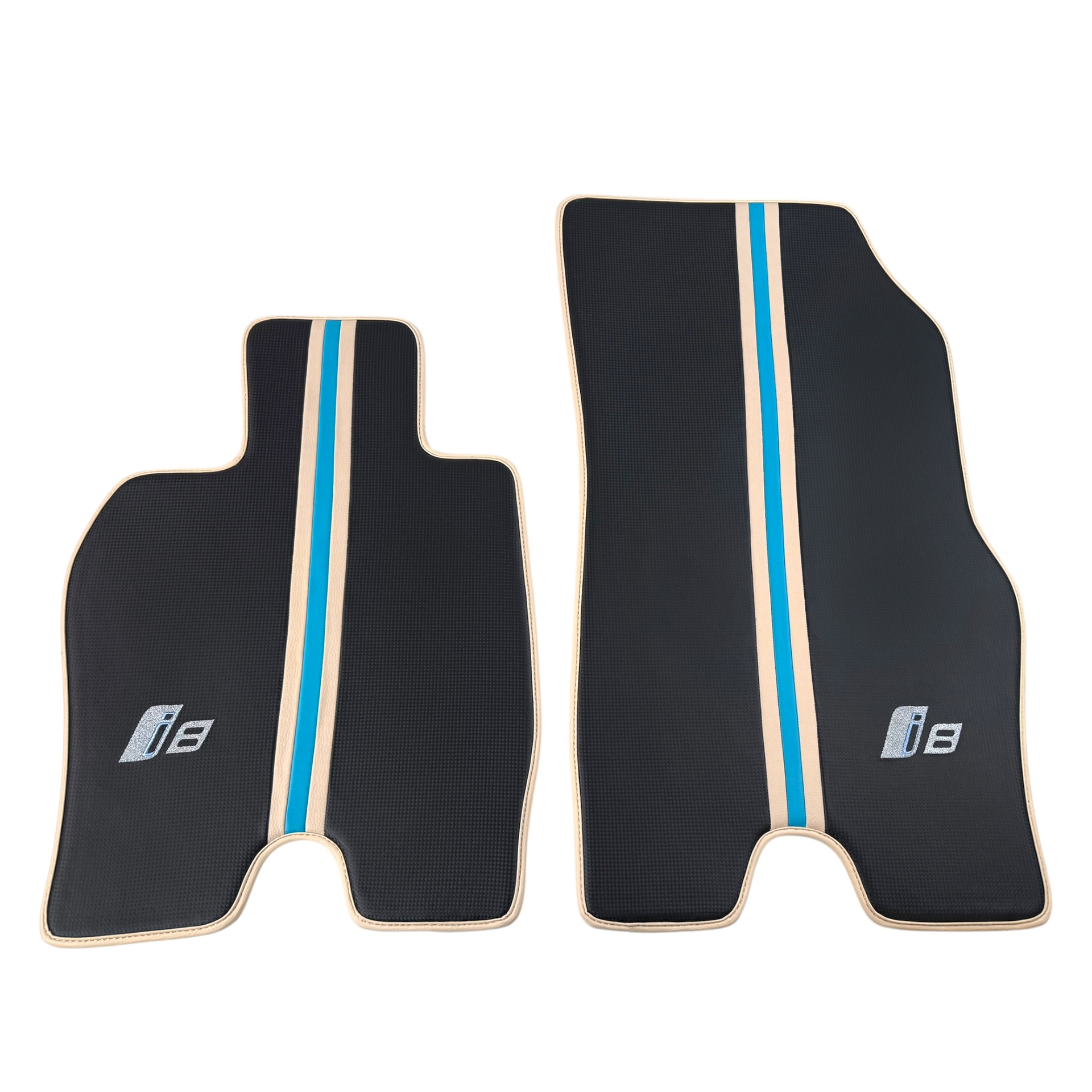 Black Car Floor Mats for BMW i8 Series l12 I15 with Leather by ER56 | Orange Edition - AutoWin