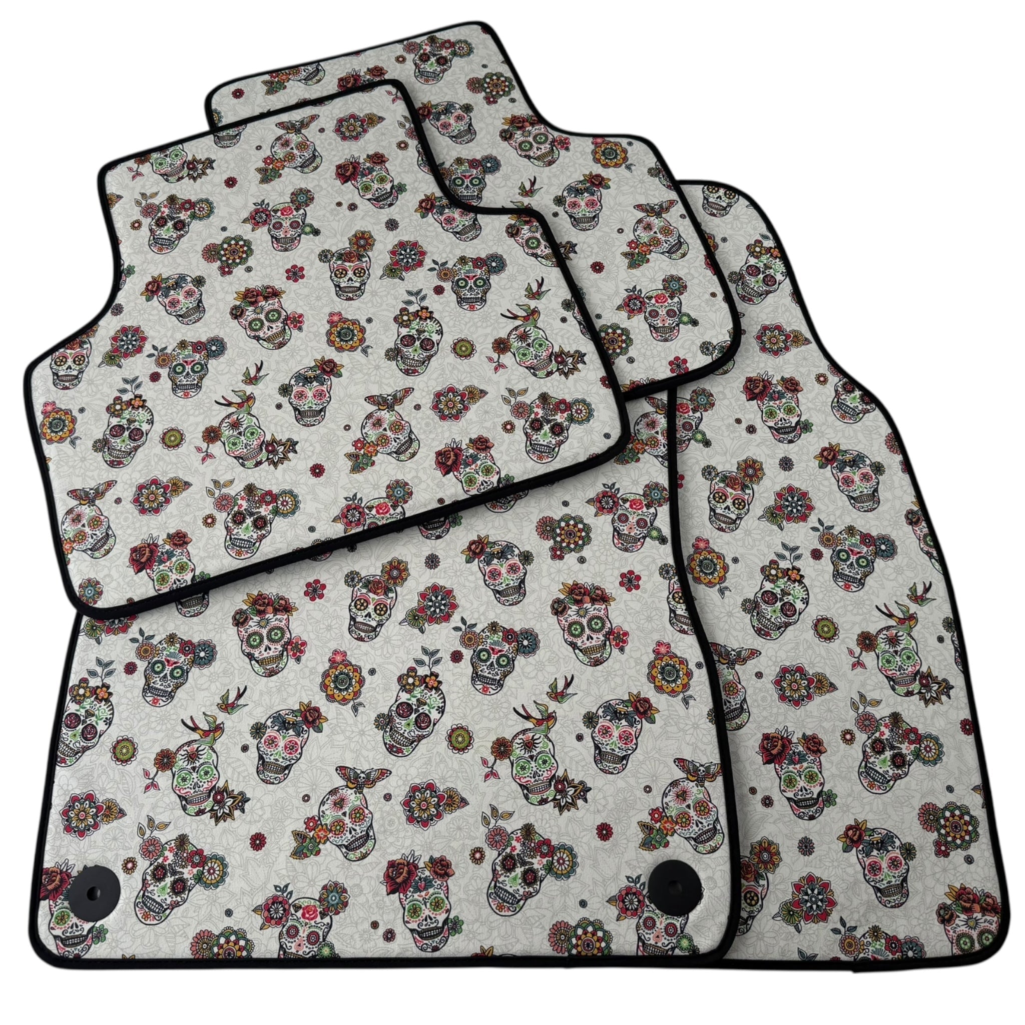 Floral Skull Design Car Floor Mats for Lamborghini Urus (2018-2026)