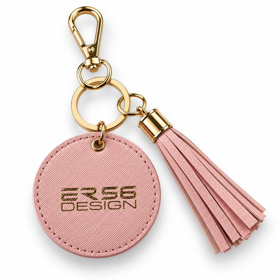 Chaveiro em Couro Rosa Design ER56