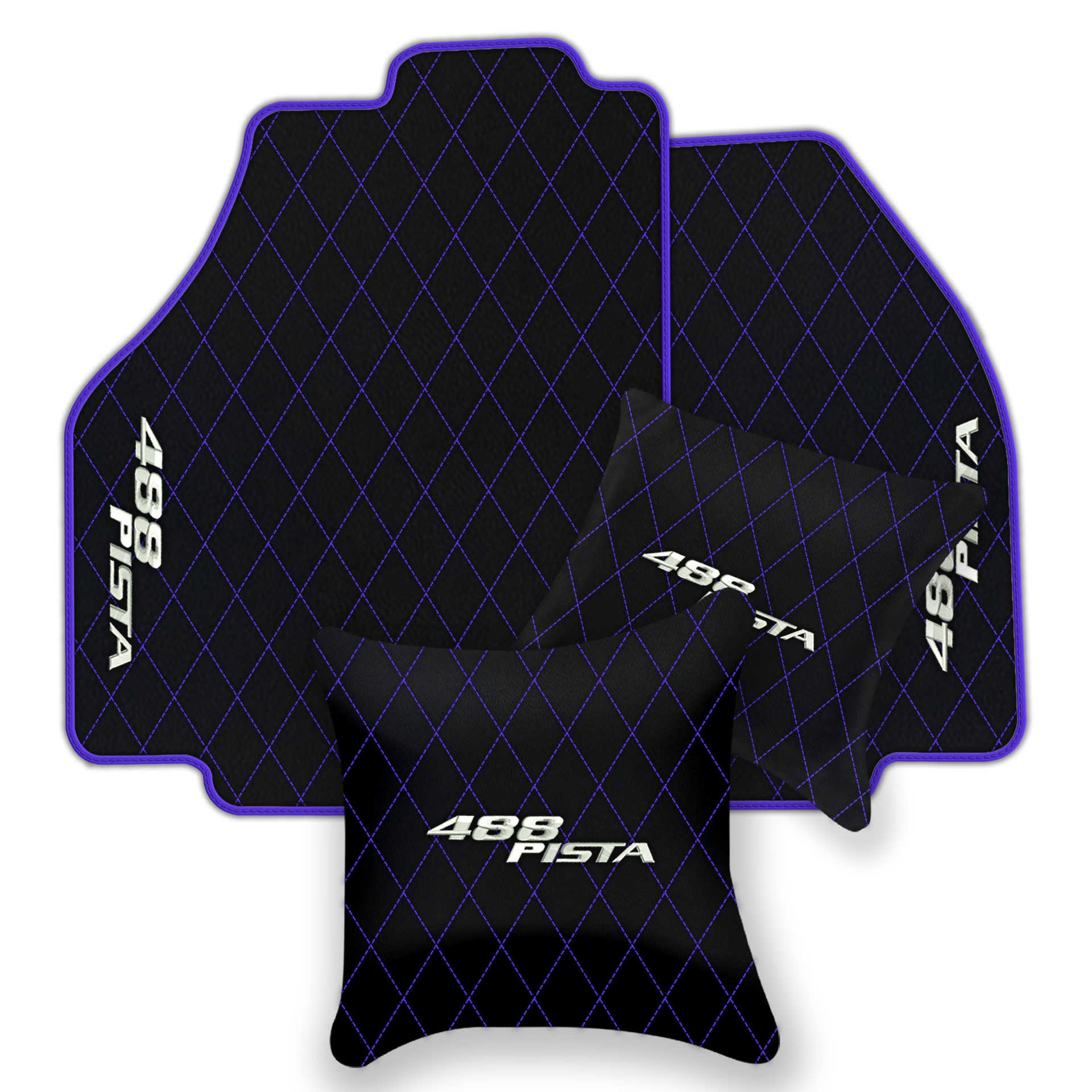 Luxury Black Leather Floor Mats for Ferrari 488 GTB (2016-2022)