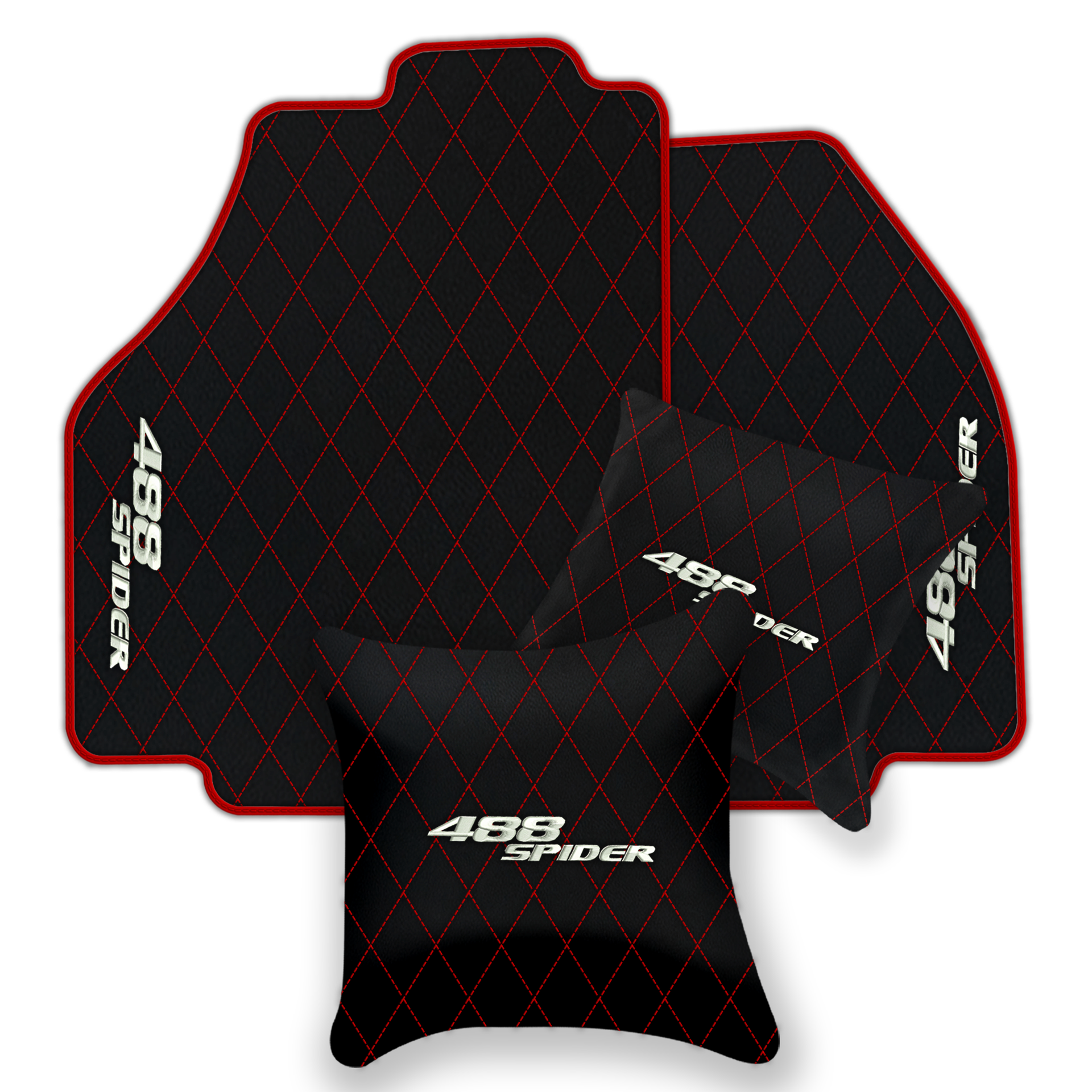 Premium Black Leather Floor Mats for Ferrari 488 Pista Spider